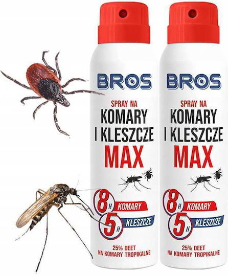 Bros Max Insektenschutzmittel Spray DEET Geeignet für Kinder 90ml 2 Stück