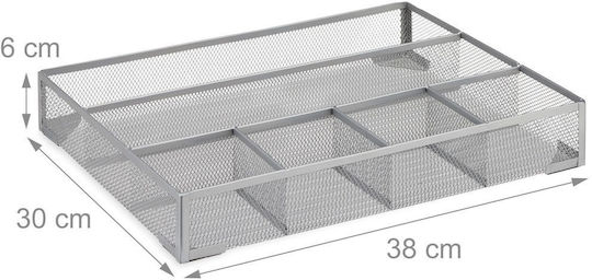 Relaxdays Large Metal Desk Organizer Silver 6x30x38 Cm