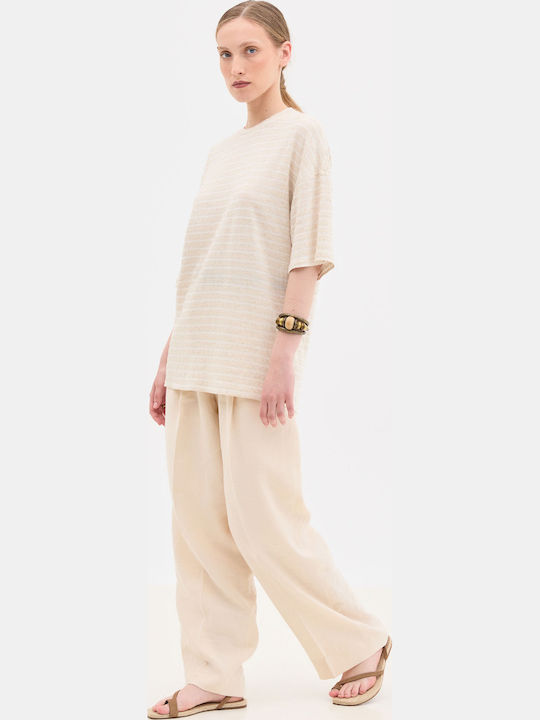Short Sleeve Beige Blouse
