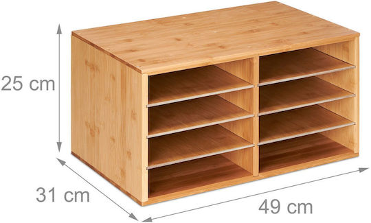 Relaxdays Document Organizer Office 25 X 49 X 31 Cm Bamboo Mdf 8 Compartments Brown