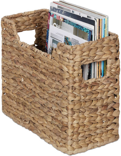 Relaxdays Water Hyacinth Magazine Holder Light Brown 0