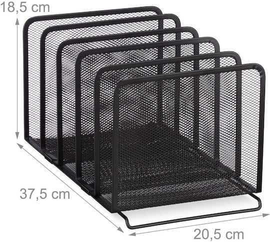 Relaxdays Document Holder 5 Compartments Black 18.5x37.5x20.5 Cm