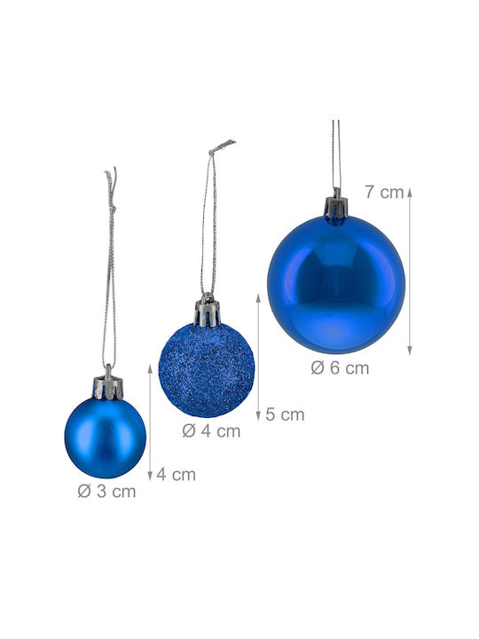Set 138 Christmas Baubles Relaxdays Blue