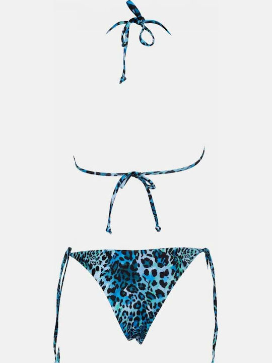 Set Bikini Τριγωνάκι Animal Print Πετρολ