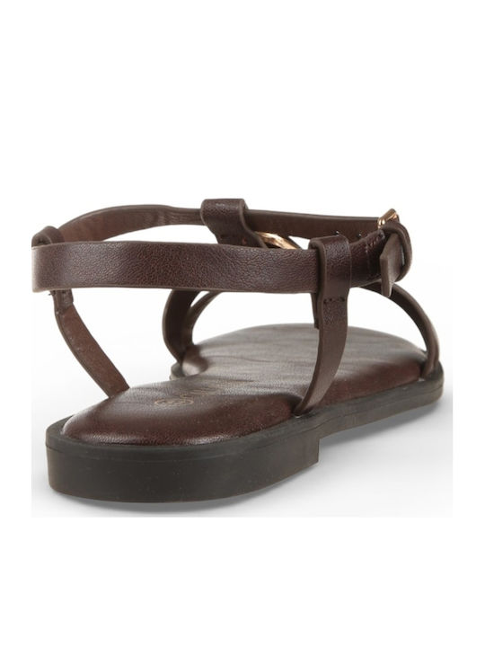 Damen Flache Sandalen Braun