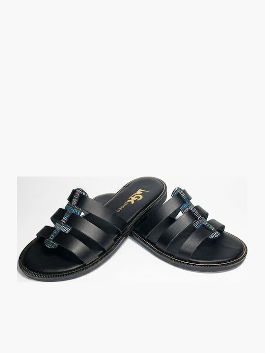 Leather Women's Flat Sandals Black