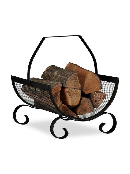 Relaxdays Coș Metalic De Depozitare Lemne 40x33x38cm Negru Relaxdays Coș Metalic De Depozitare Lemne 40x33x38cm Negru