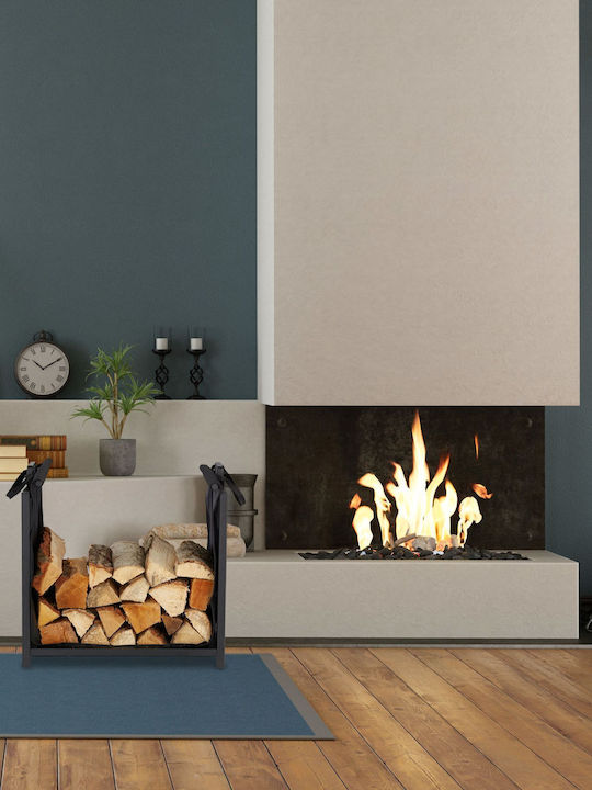 Relaxdays Coș Metalic De Depozitare Lemne 50x37x51cm Negru