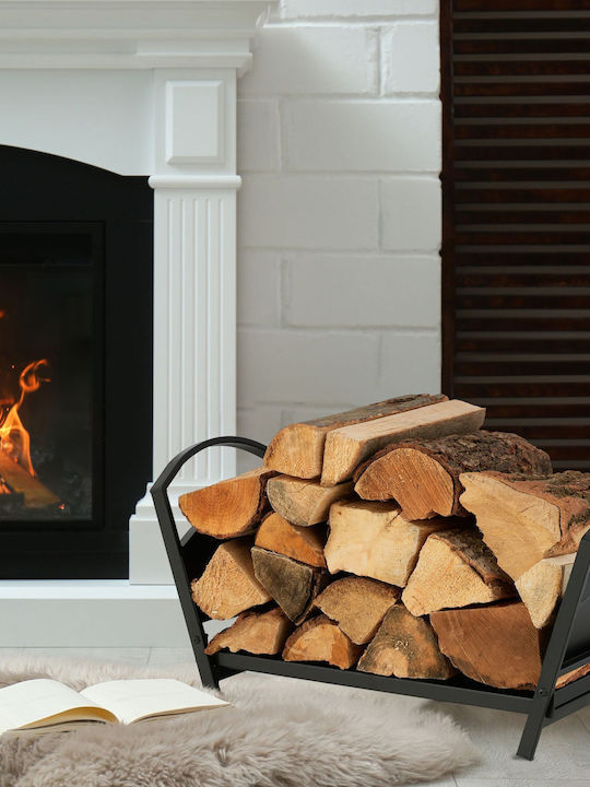 Relaxdays Coș Metalic De Depozitare Lemne 33x30.5x66cm Negru