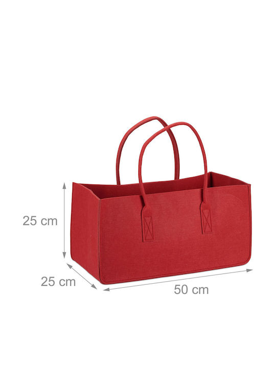 Relaxdays Coș Textil De Depozitare Lemne 25x50x25cm Roșu