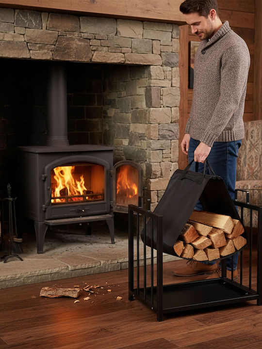 Relaxdays Coș Metalic De Depozitare Lemne 50x37x51cm Negru