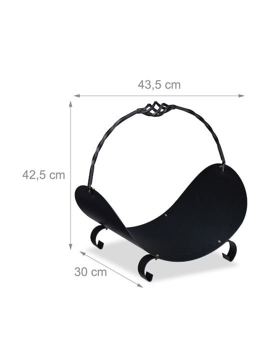 Relaxdays Coș Metalic De Depozitare Lemne 42.5x43.5x30cm Negru
