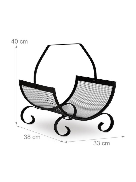 Relaxdays Coș Metalic De Depozitare Lemne 40x33x38cm Negru