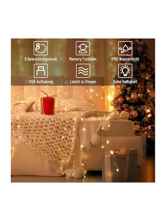 Λαμπάκια LED 5μ. Θερμό Λευκό USB σε Σειρά