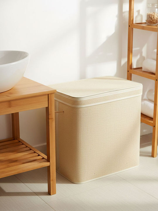 Relaxdays Coș de Rufe Bamboo 90l cu Capac 61x40x30cm