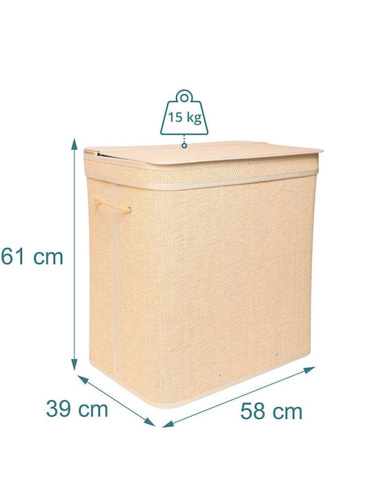 Relaxdays Coș de Rufe Bamboo 90l cu Capac 61x40x30cm