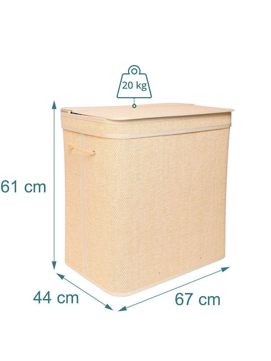 Relaxdays Coș de Rufe din Bambus 90l cu Capac 61x40x30cm Alb