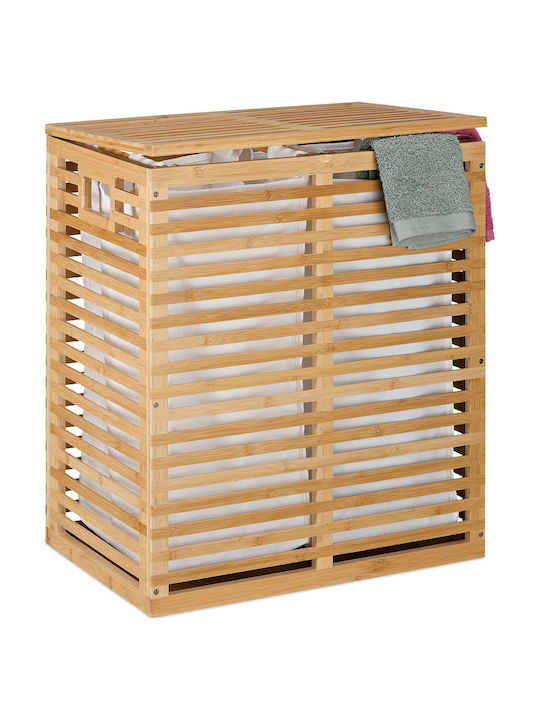 Relaxdays Καλάθι Απλύτων Bamboo 61x53x35cm Μπεζ