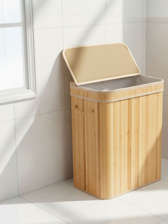 Relaxdays Laundry Basket Bamboo 100l 63x32x52cm White
