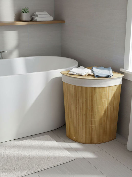 Relaxdays Καλάθι Απλύτων Bamboo 80lt 60x36x36cm Λευκό