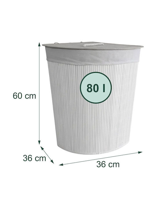 Relaxdays Καλάθι Απλύτων Bamboo 80lt 60x36x36cm Λευκό