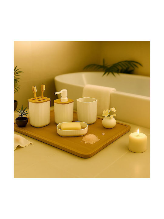 Relaxdays Bathroom Accessory Set Plastic White