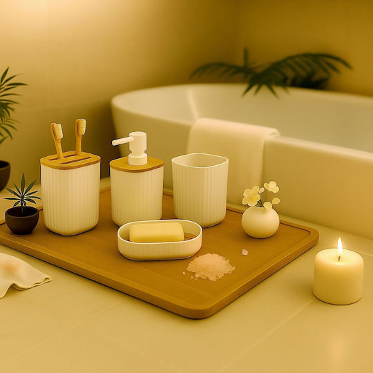 Relaxdays Relaxdays Badezimmerzubehör-Set Kunststoff Weiß
