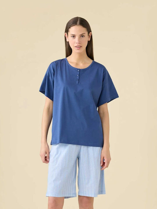 Noidinotte Summer Women's Cotton Pyjama Set Ensign Blue