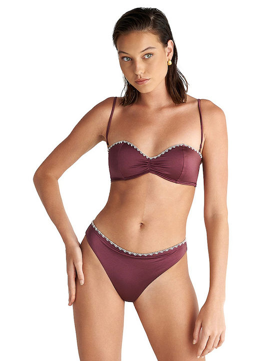Strapless Bikini Top με Ενίσχυση Μπορντό