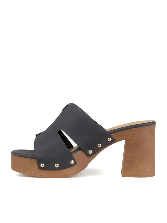 Mules With High Heel In Black Colour
