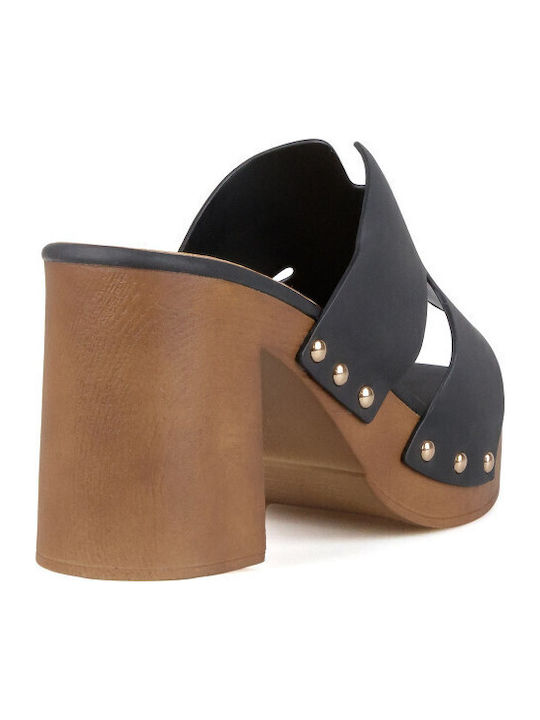 Mules With High Heel In Black Colour