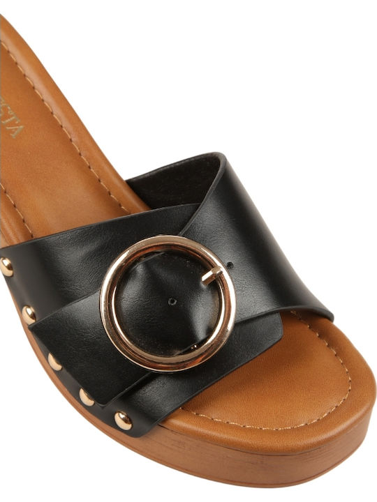 Mules With Heel In Black Colour