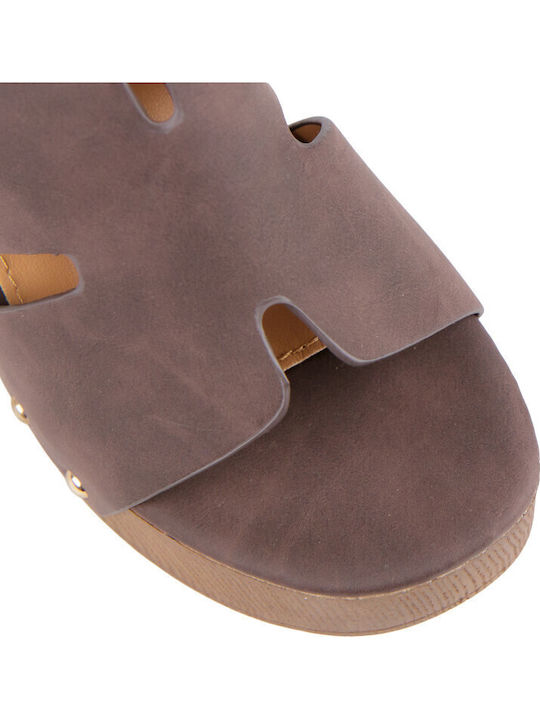 Mules With High Heel In Brown Colour