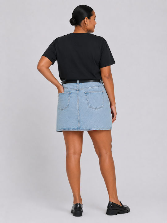 Denim High Waist Mini Skirt Blue