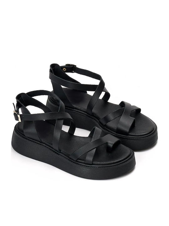Flache Sandalen Für Damen Flatforms Schwarz