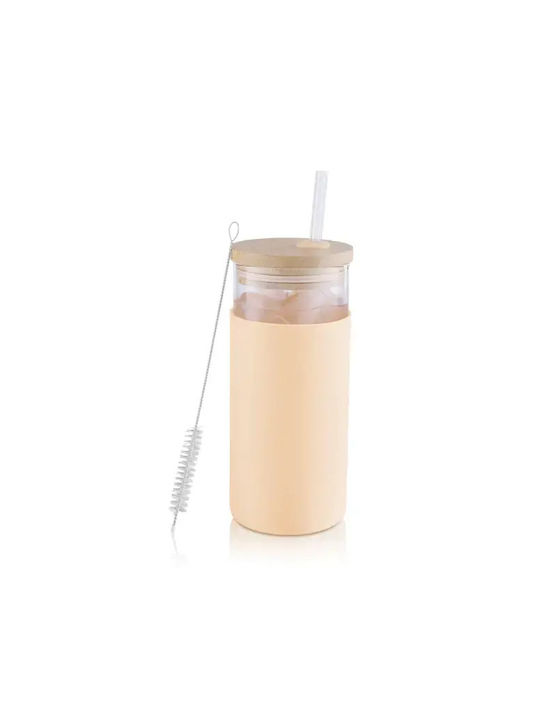 Cocktail/Trinken Glas aus Glas in Schwarz Farbe mit Strohhalm 550ml