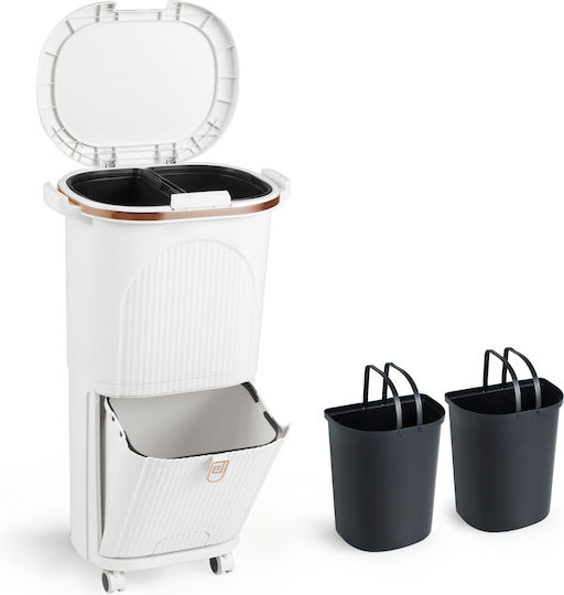 Costway Plastic Recycling Bin with Pedal 38L White