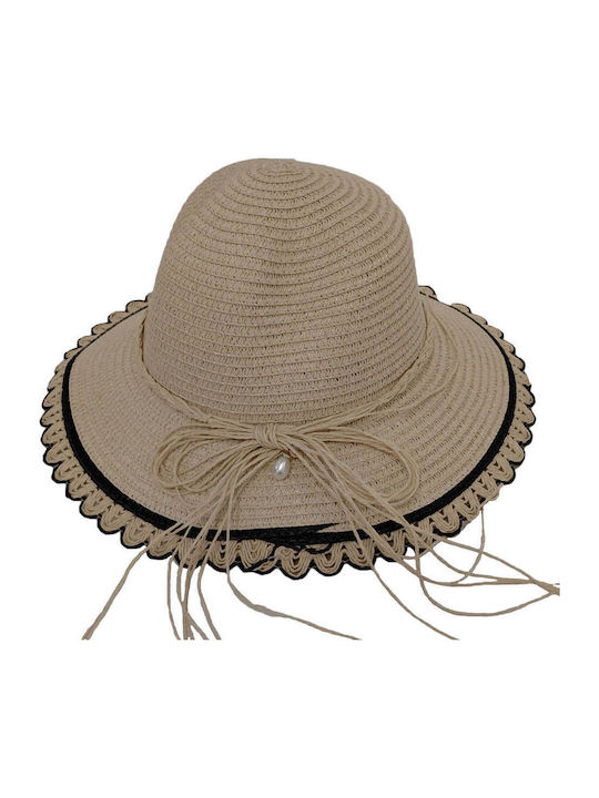 Linda Γυναικείο Ψάθινο Καπέλο Bucket Μπεζ