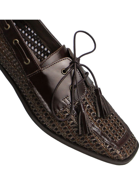 Leder Damen Mokassins in Braun Farbe