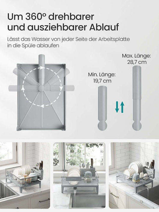 Songmics Στραγγιστήρι Νεροχύτη Μεταλλικό Γκρι 31x42x18.5cm