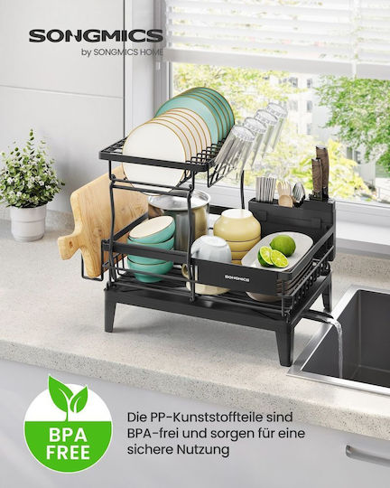 Songmics Отцедник за мивка от inox Черен 31x42x36.5cm