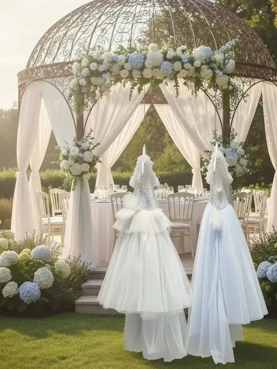 Kinderkleid Ärmelloses Tüll Für Blumenmädchen Hellblau