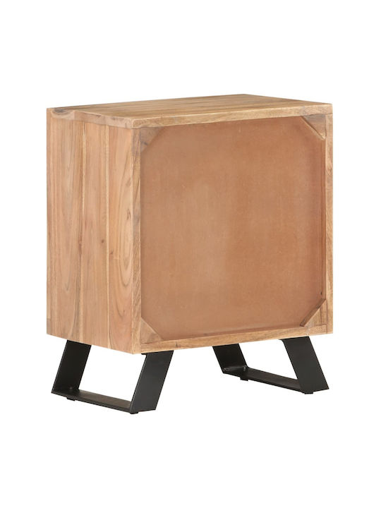 Nachttisch aus Holz mit Metallbeinen Beige 40x30x50cm