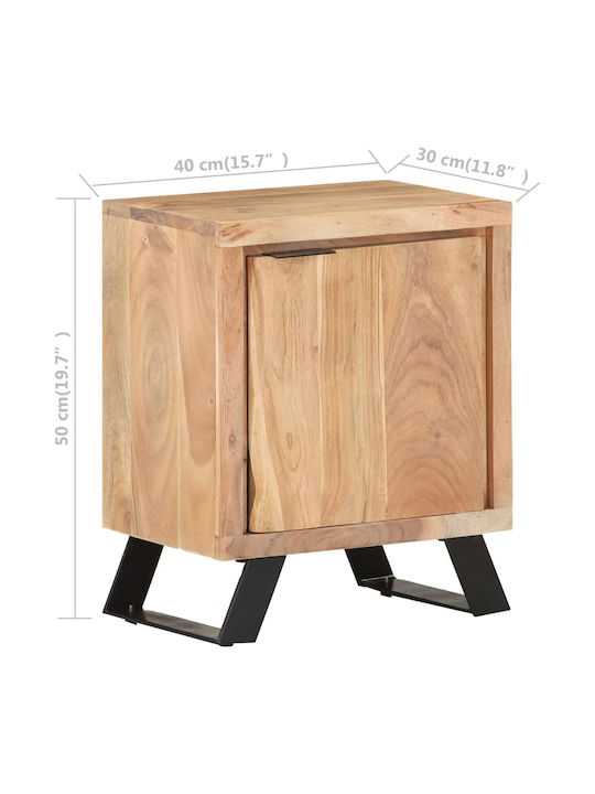Nachttisch aus Holz mit Metallbeinen Beige 40x30x50cm