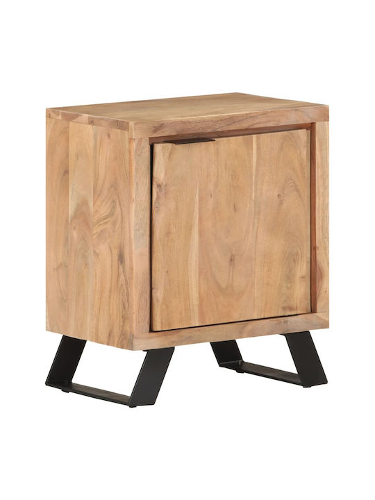 Nachttisch aus Holz mit Metallbeinen Beige 40x30x50cm