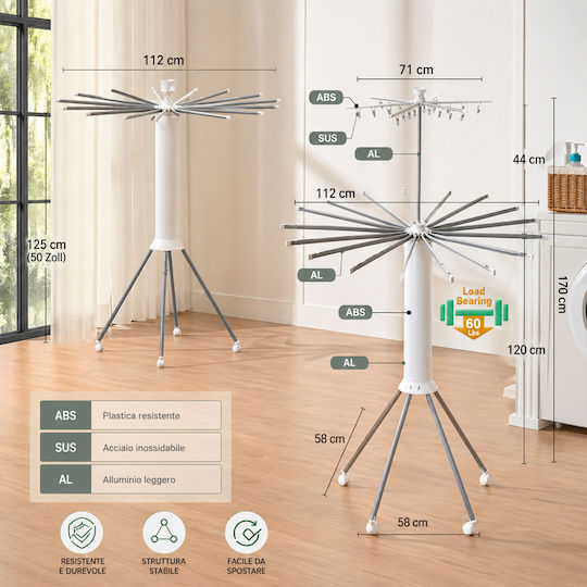 Bakaji Folding Vertical Clothes Drying Rack Tripod 112x58x170 cm 02002250