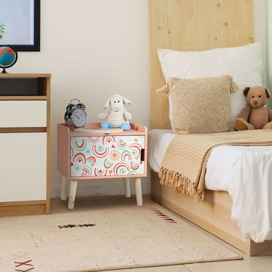 Wooden Pink Bedside Table 41x30x40cm