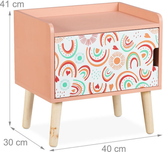 Wooden Pink Bedside Table 41x30x40cm