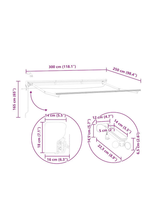 vidaXL Pavillon Terrasse Rosa 3x2.5m