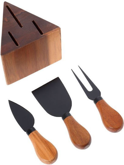Cryspo Trio Acacia Knife Set with Base made of Stainless Steel 3 Pieces